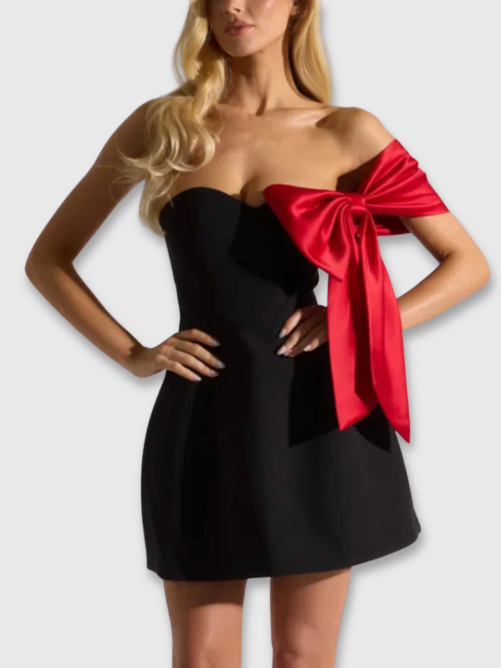 Clásico Madrid | Off-Shoulder Bow Mini Dress – Elegant Party Wear