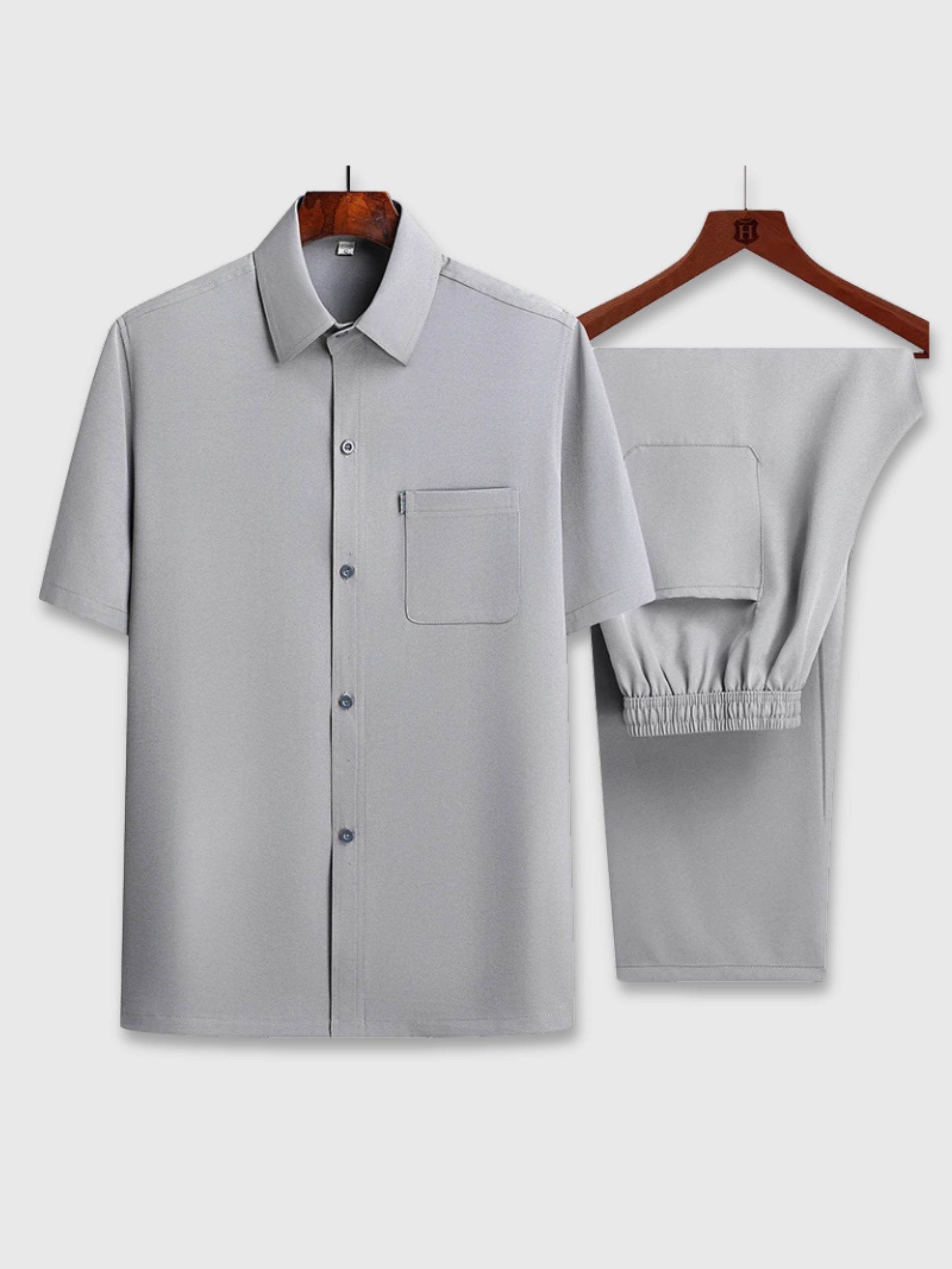 Clásico Madrid | Men's Cotton Linen Casual Set – Short Sleeve Shirt & Trousers