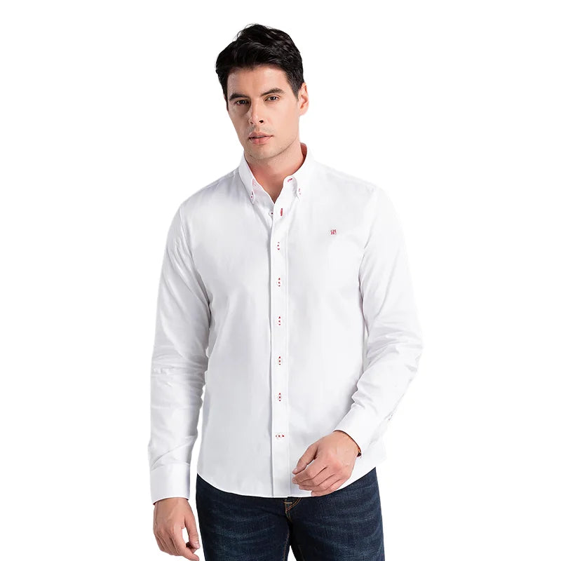 Clásico Madrid | Men’s Slim Fit Cotton Shirt – Long Sleeve Casual Business Wear