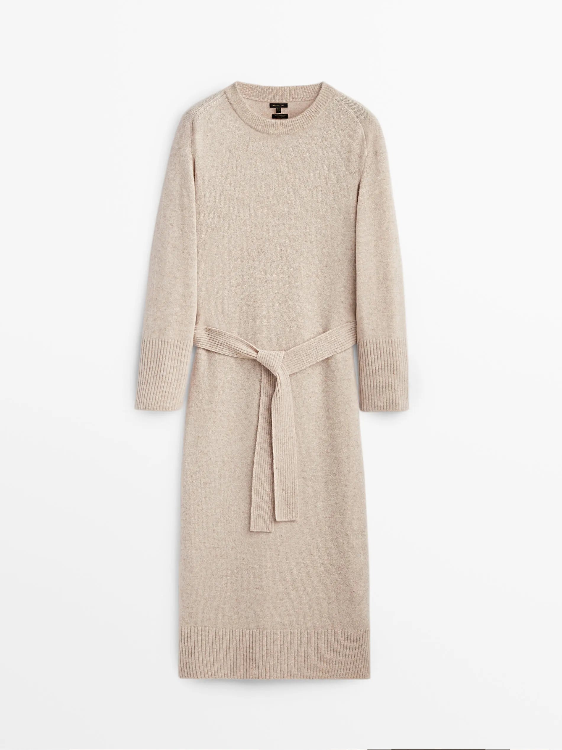 Clásico Madrid | Belted Knit Dress – Long Sleeve Elegant Style